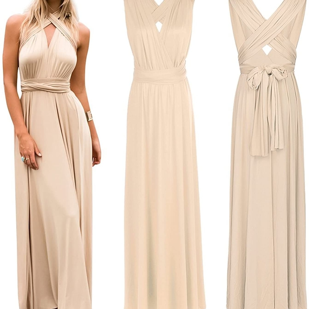 COPY - Infinity Dress 👗 Champagne floor length formal multi-way dress.